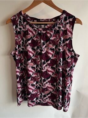 Kasper Blouse Sz Petite XL PXL Floral Sleeveless EUC